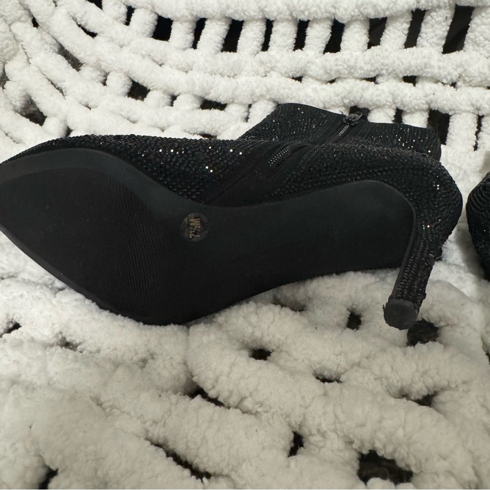 INC International Concepts Black Heeled Boots with Sparkly Finish - Picture 5 of 8